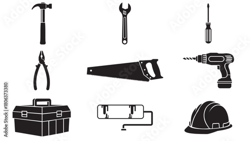 Construction and Handyman Tools Silhouette Vector Set