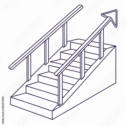 Vector illustration of a staircase with an upward arrow
