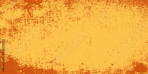 Abstract Yellow orange background with texture and distressed vintage grunge and watercolor paint stains