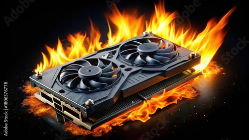 Naklejka Graphics card overheating with flames