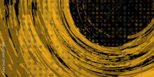 Black and yellow abstract background with brushstroke and halftone style simple art. Illustrations vector modern design nice soft