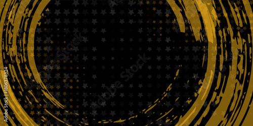 Black and yellow abstract background with brushstroke and halftone style simple art. Illustrations vector modern design