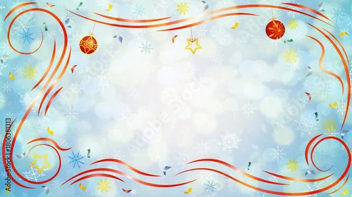Beautiful Christmas video with Christmas tree toys and snowflakes