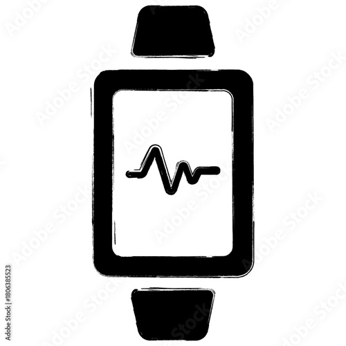 smart watch icon, brush strokes, vector illustration on white background.