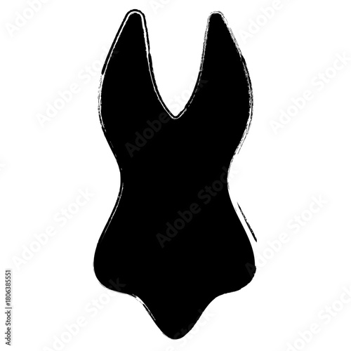 swimsuit icon, brush strokes, vector illustration on white background.