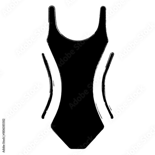 swimsuit icon, brush strokes, vector illustration on white background.
