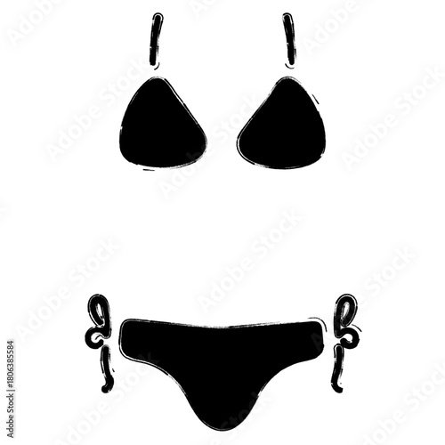 swimsuit icon, brush strokes, vector illustration on white background.