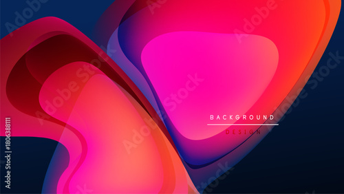 Abstract flowing shapes, vibrant colors blend. Pink, red, blue gradients create dynamic visual effect. Modern design element.