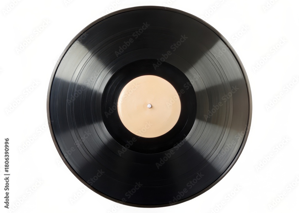 Fototapeta premium Isolated vinyl record with bank label details top view