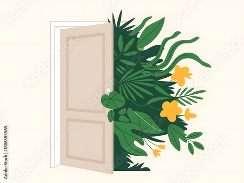 Doorway to a lush tropical jungle paradise
