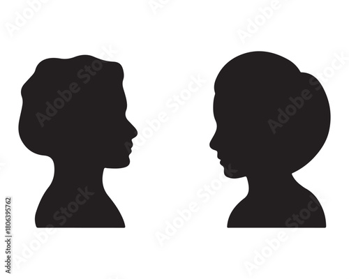  Two children s profiles facing each other in a black silhouette