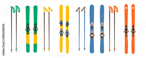 Ski pole equipment vector illustration isolated on white background . Isolated winter sport design hand drawn illustration for web design , social media or card .
