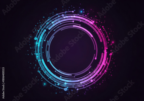 Wallpaper Mural Futuristic glowing circle with digital lines and vibrant neon light effects Torontodigital.ca