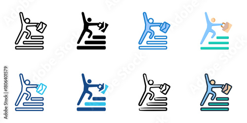 Career advancement icon set multiple style collection 
