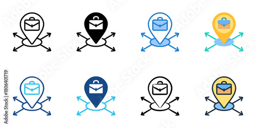 Job mobility icon set multiple style collection 
