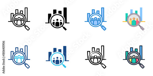 Recruitment analytics icon set multiple style collection 
