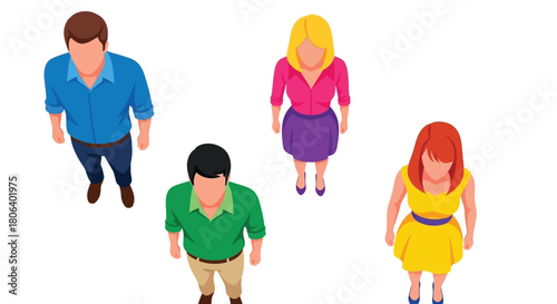Four people illustrated in a simple top down vector style