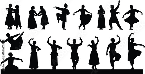 Indian Classical Dance Dancer Folk Culture Performance Art Silhouette Traditional Vector