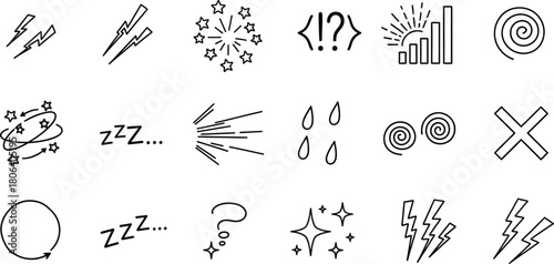 Collection of hand drawn doodle icons representing various concepts and symbols