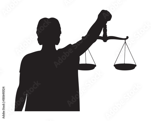  Silhouette of a person holding up scales of justice symbolizing fairness and law silhouette