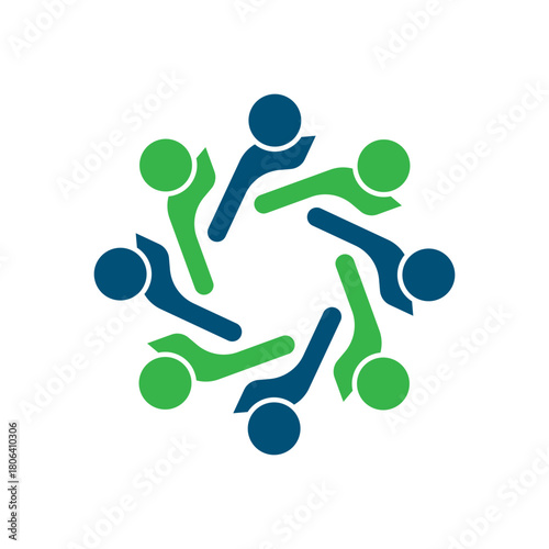 rotating successful people community logo design