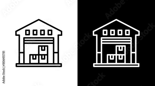 Warehouse  White Icon Set Design