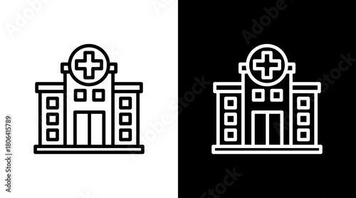 Hospital  White Icon Set Design