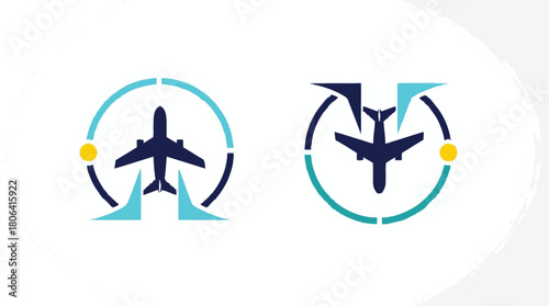 Airplane travel logo design for airline company and tourism business vector illustration