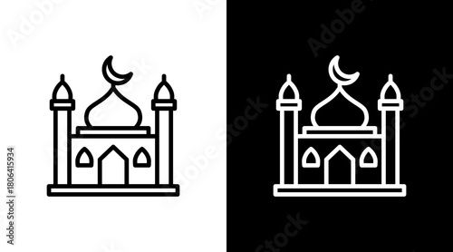 Mosque  White Icon Set Design
