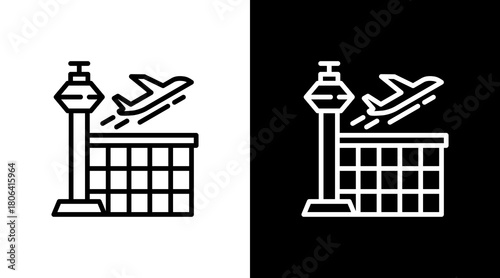 Airport  White Icon Set Design