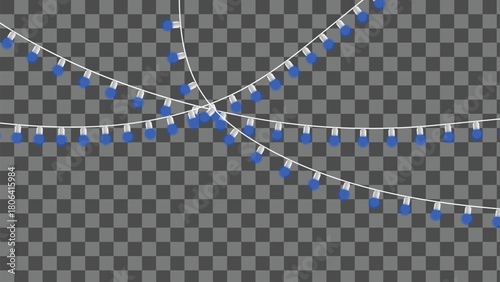 Bright blue string lights for festive holiday party events design.