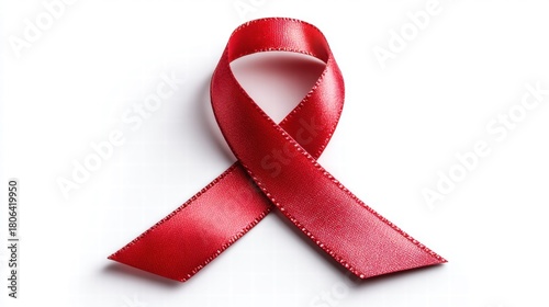 Red ribbon symbol for AIDS awareness on a white background