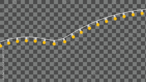 Decorative yellow string lights on white cable for celebration