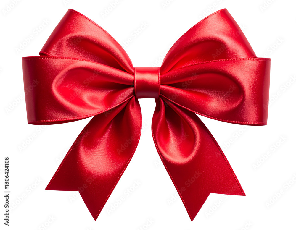 Fototapeta premium Shiny Red Gift Bow Cutout on White Background PNG