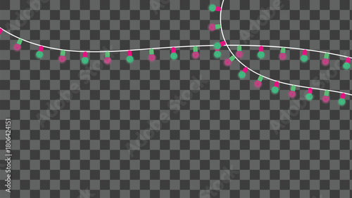 Wavy pink and green string lights decoration for celebratory mood