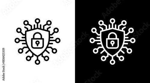 Cyber Lock  White Icon Set Design