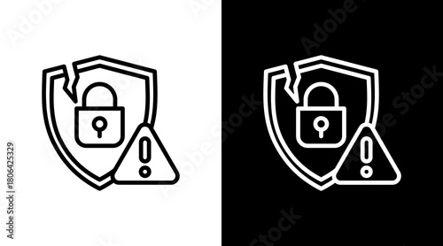 Data Breach  White Icon Set Design