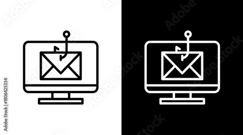 Phishing Attack  White Icon Set Design