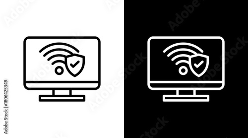 Secure Connection  White Icon Set Design