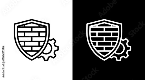 Firewall Settings  White Icon Set Design