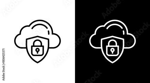 Cloud Security  White Icon Set Design