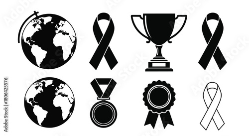 Global achievements and symbols of awareness a collection of icons