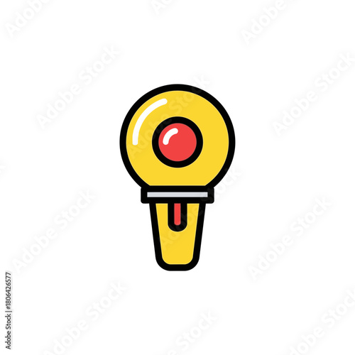 Yellow lollipop with red center on white background digital illustration.