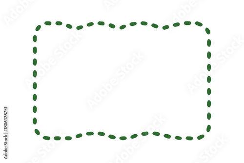 Green dashed wavy rectangular frame on white background