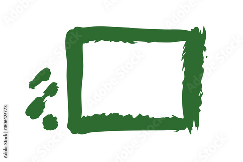 Rough brushstroke green rectangular frame with paint drops