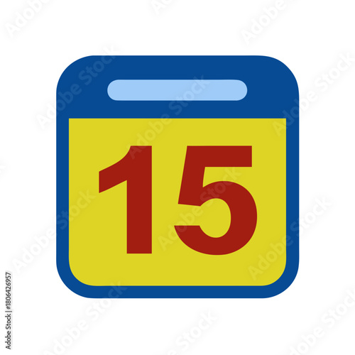 Calendar icon with number 15 in blue and yellow design