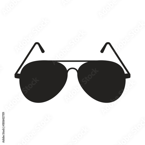 Black aviator sunglasses with thin wire frame on a white background.