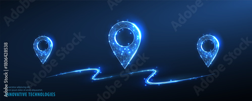 Abstract vector three pins isolated. Marker locate pin, tourist joutney, transportation delivery, map location, transport logistic, tourism navigate concept. Gps point navigation, geo pinpoint symbol

