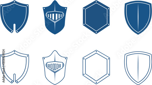 Modern shield icon collection in two rows