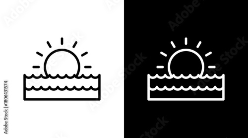 Sunset  White Icon Set Design